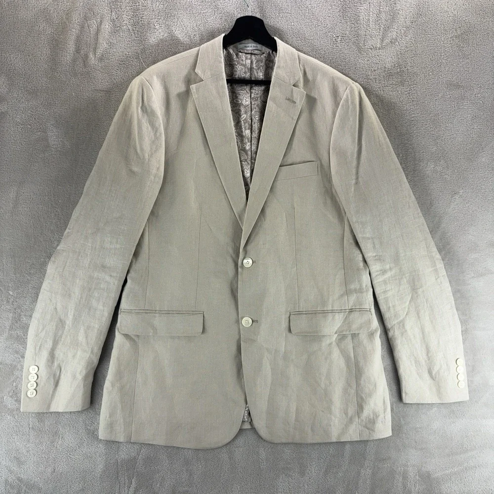 Lauren Ralph Lauren Blazer Mens Size 40L Beige Linen Sport Coat‎ Jacket